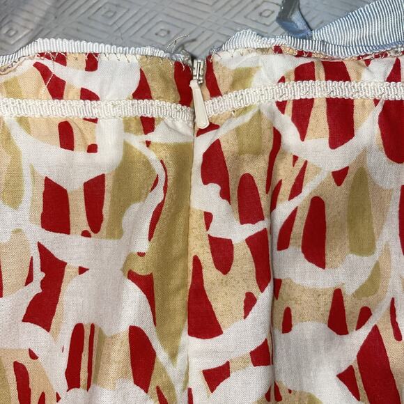 Think Tank Floral Lattice Cut Out Hem Pleated Side Zip A Line Cottagecore Sz 10 - Picture 7 of 14